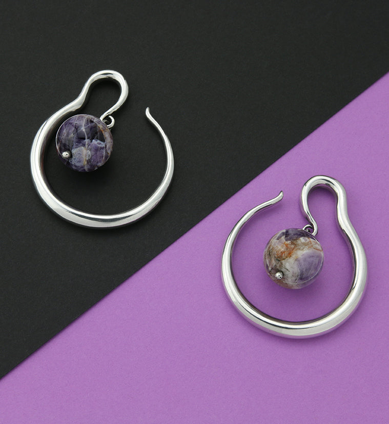 Amethyst Orbital White Brass Ear Weights