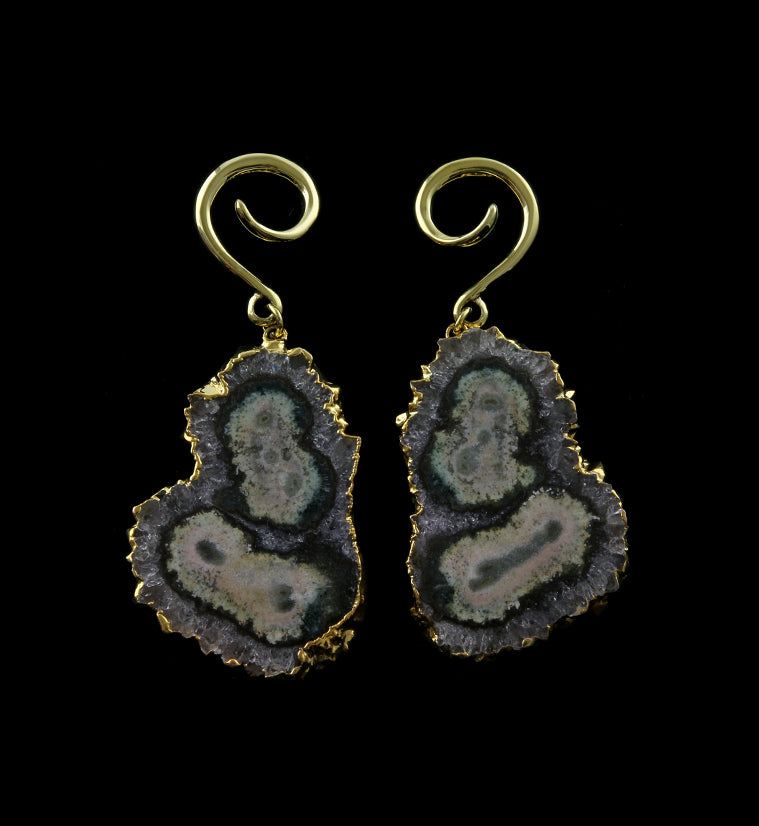 Amethyst Stalactite Brass Ear Weights