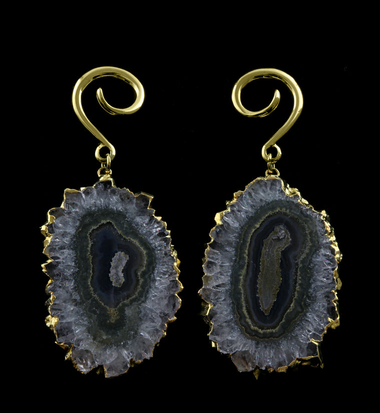 Amethyst Stalactite Brass Ear Weights