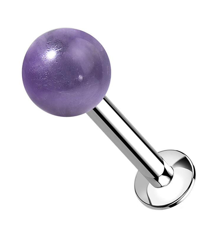 Amethyst Stone Ball Top Internally Threaded Labret