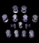 Amethyst Stone Coffin Double Flare Glass Plugs - Gauges