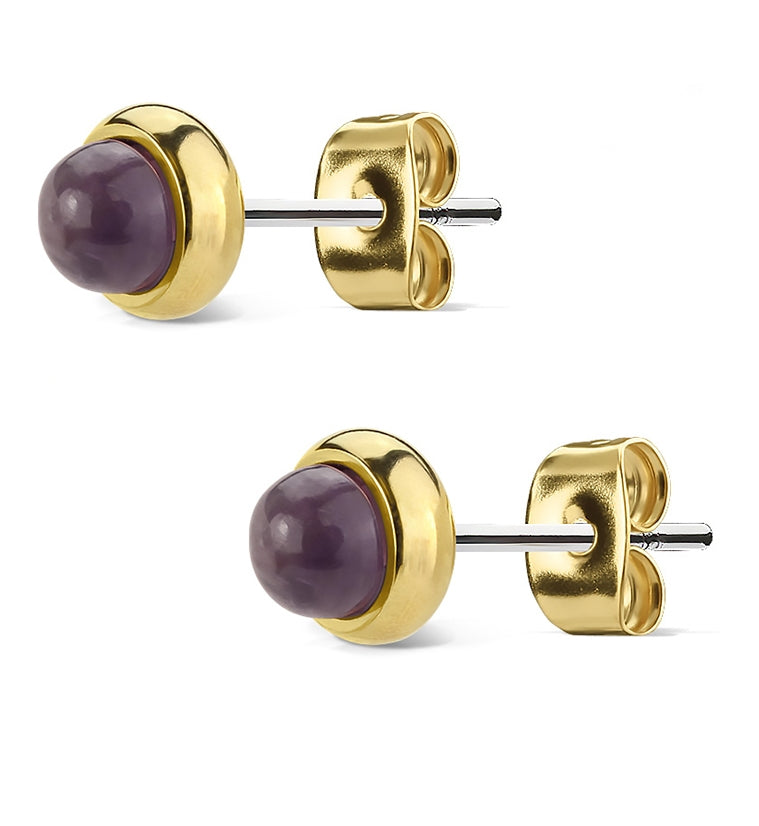 Amethyst Stone Gold PVD Earrings