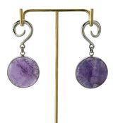 Grand Amethyst Stone Silver Brass Hanging Ear Weights