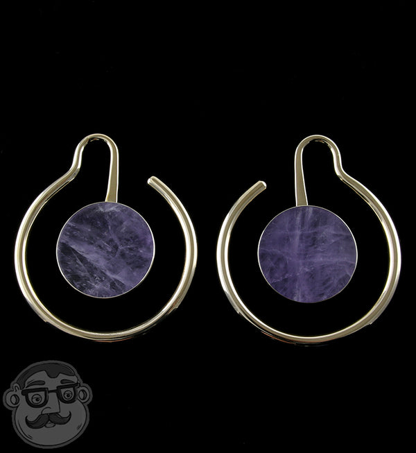 White Brass Capa Amethyst Stome Ear Weights