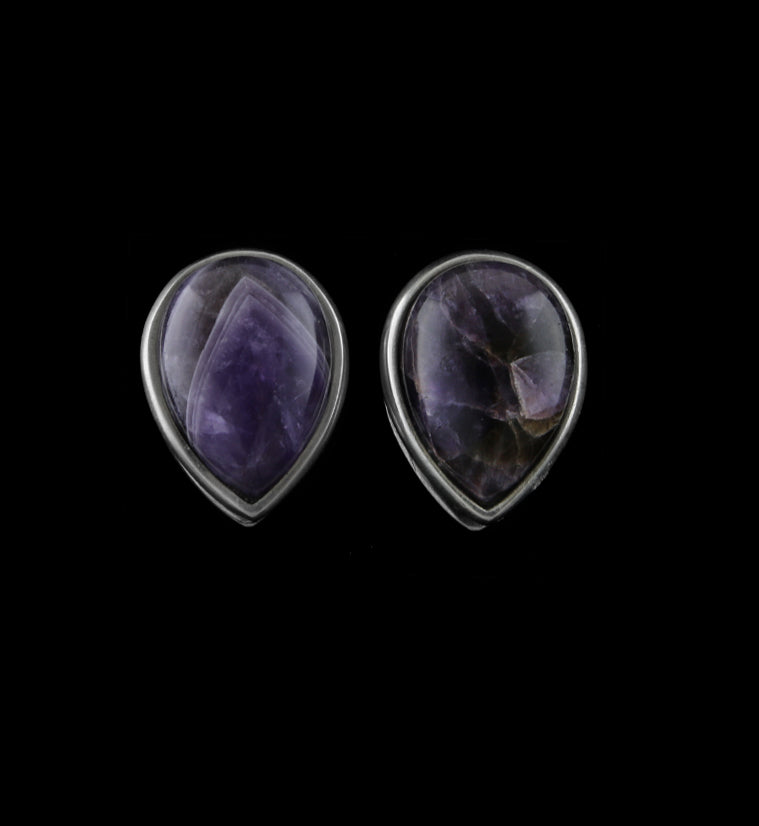 Amethyst Stone Knuckle White Brass Ear Weights