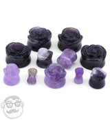 Purple Amethyst Stone Rose Bud Plugs