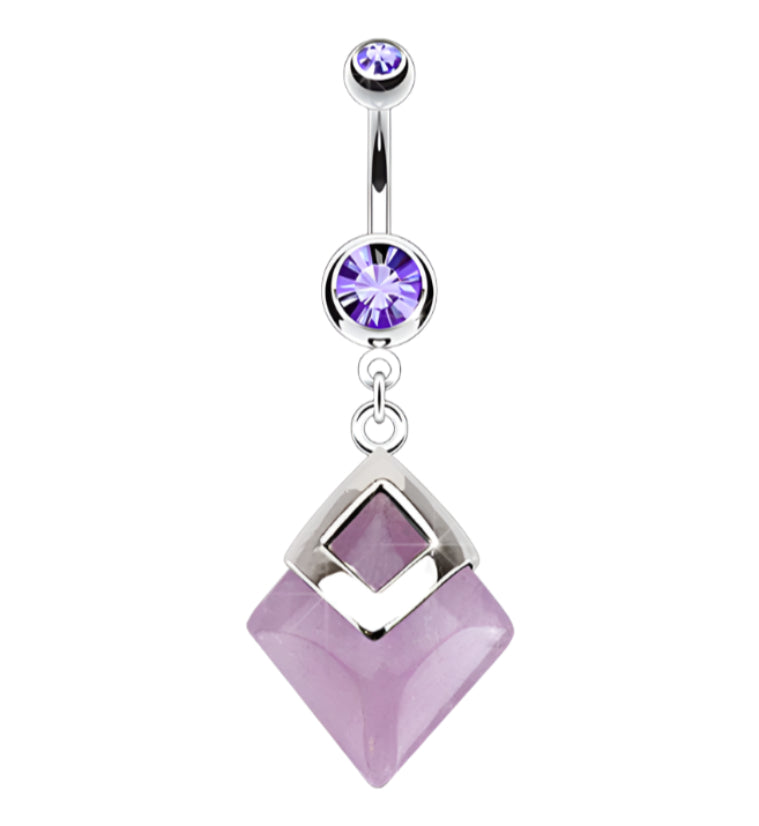 Hanging Amethyst Stone Zircon Belly Button Ring