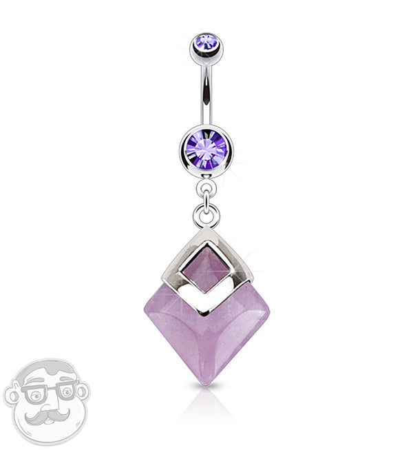 Hanging Amethyst Stone Zircon Belly Button Ring
