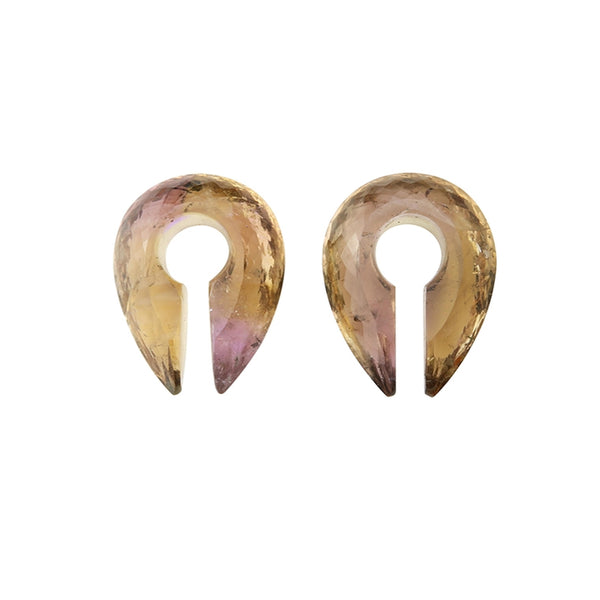 Faceted Ametrine Stone Keyhole Ear Weights