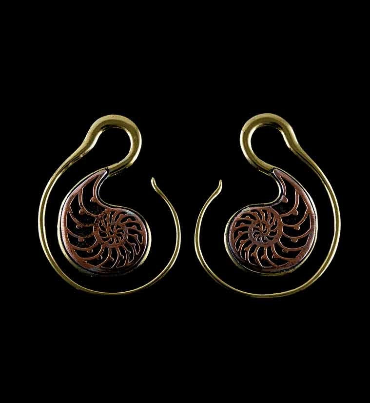 Copper Ammonite Brass Ear Weights