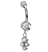 Amulet Clear CZ Dangle Internally Threaded Titanium Belly Button Ring