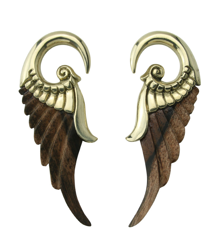 Angel Wing Areng Wood Brass Ear Weights