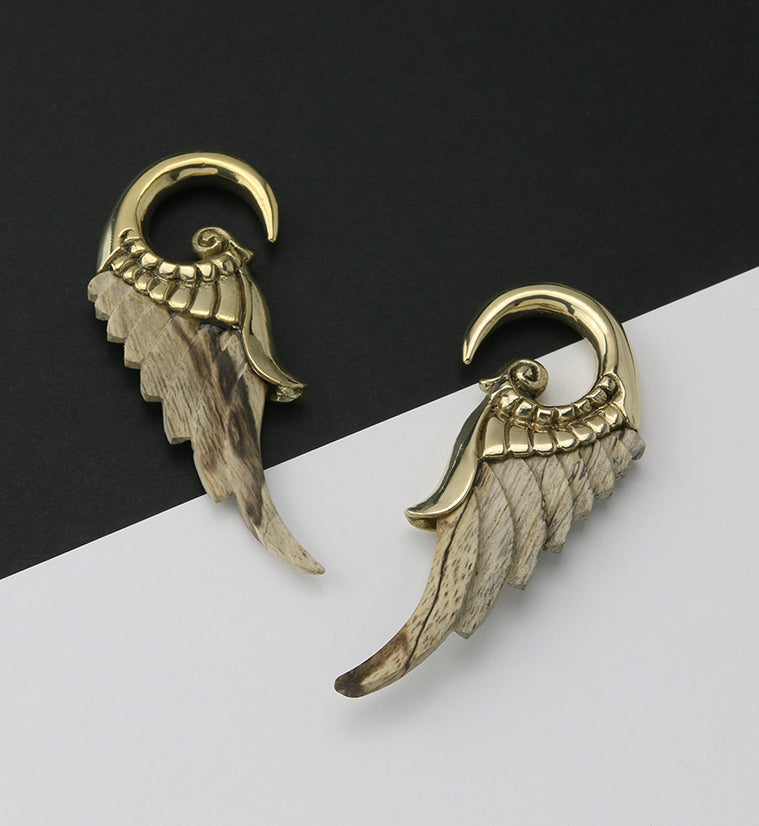Angel Wing Tamarind Wood Brass Ear Weights