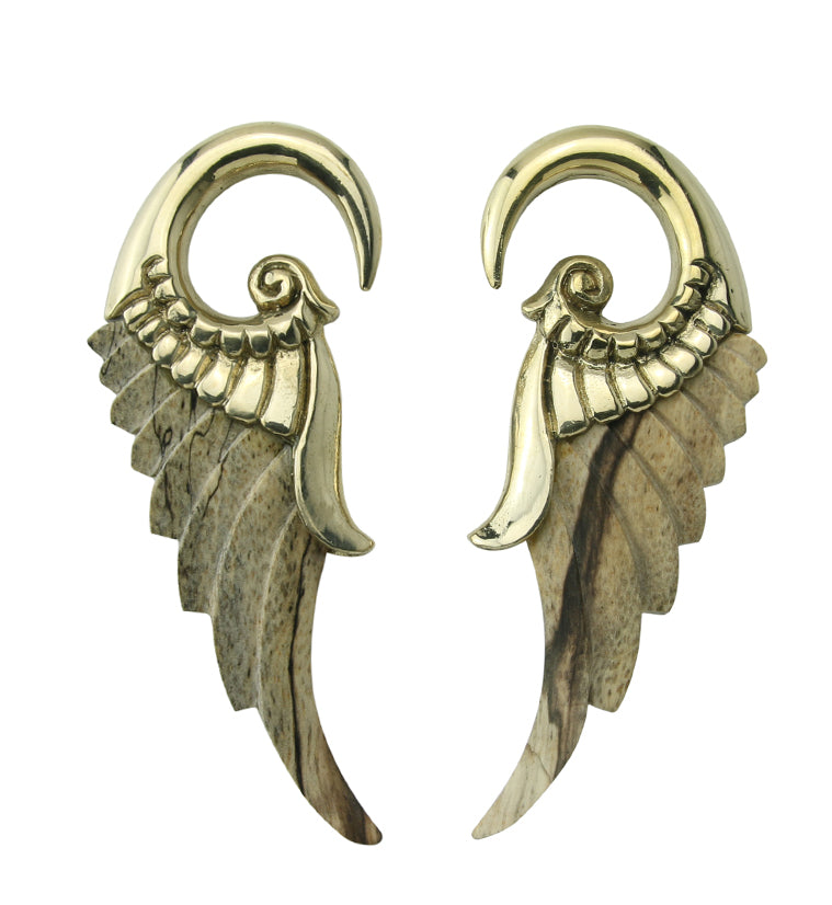 Angel Wing Tamarind Wood Brass Ear Weights