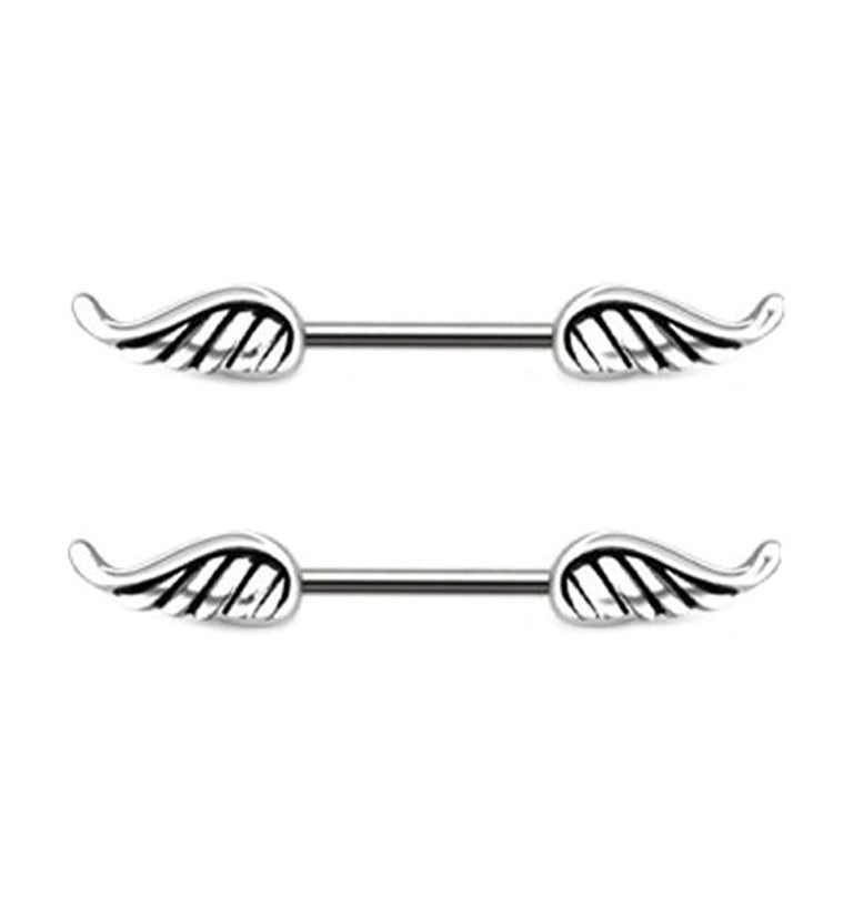 Angel Wings Nipple Ring Barbell