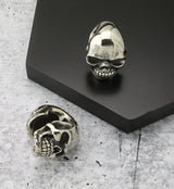 Angry Skull White Brass Ear Weights