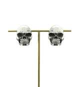 Angry Skull White Brass Ear Weights