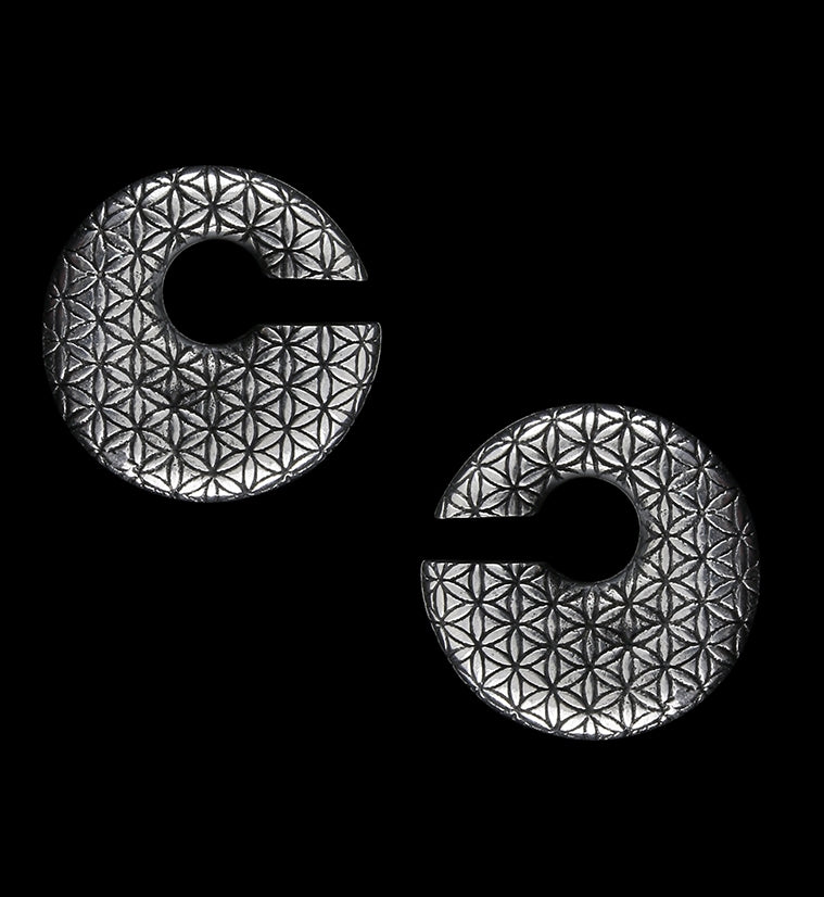 Annular Flower of Life White Brass Ear Weights
