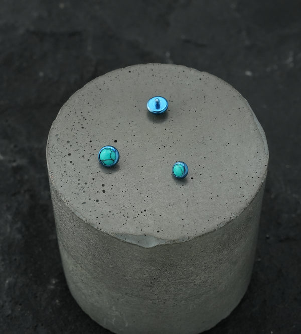 Anodized Blue PVD Turquoise Howlite Stone Titanium Bezel End