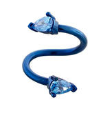 Anodized Blue Twisted Aqua Teardrop CZ Stainless Steel Barbell