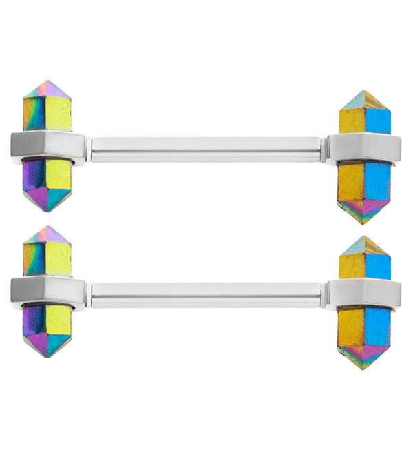 Apex Rainbow Crystal Internally Threaded Nipple Barbell