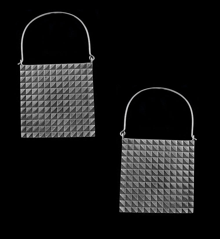 Silver Chequer Titanium Hangers / Earrings