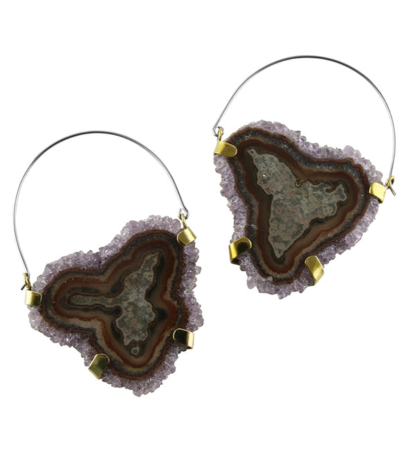 Flint Amethyst Titanium Hangers / Earrings