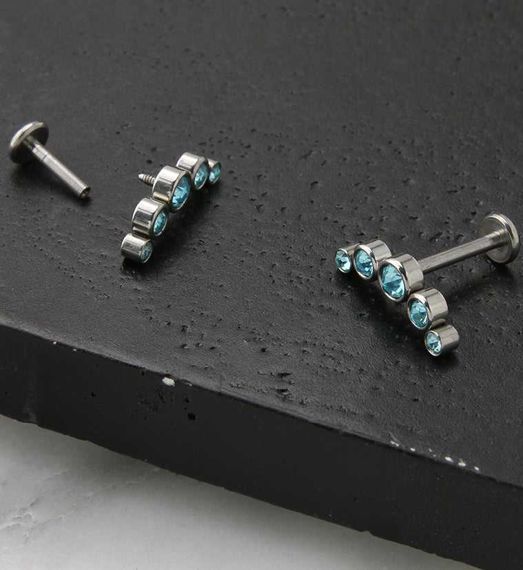 Aqua Arch CZ Labret Post