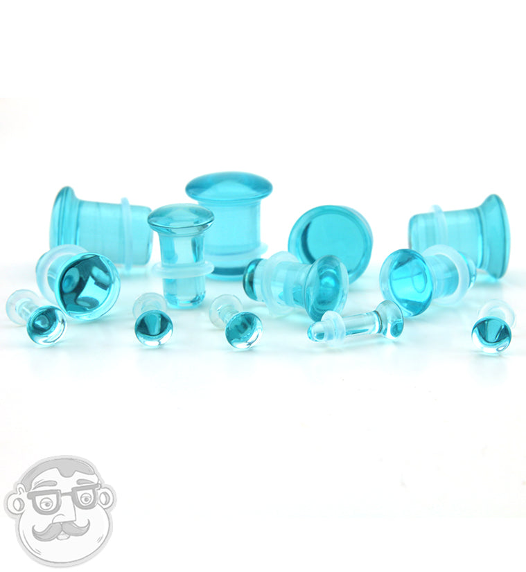 Ocean Blue Glass Plugs - Single Flare