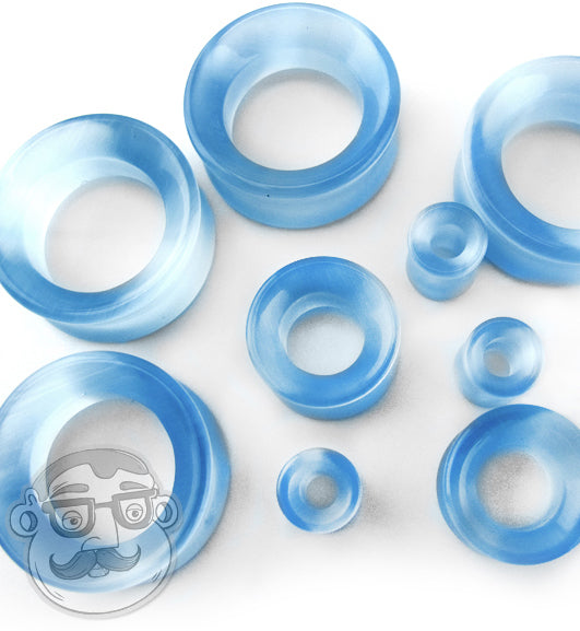 Aqua Cat's Eye Glass Concave Tunnel Plugs