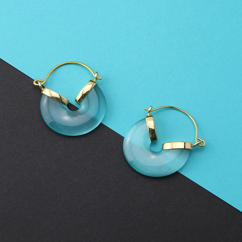 20G Turquoise Cat's Eye Halo Hangers / Earrings