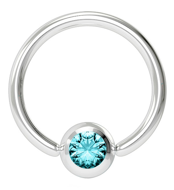 Aqua Gem Stainless Steel Captive Ring