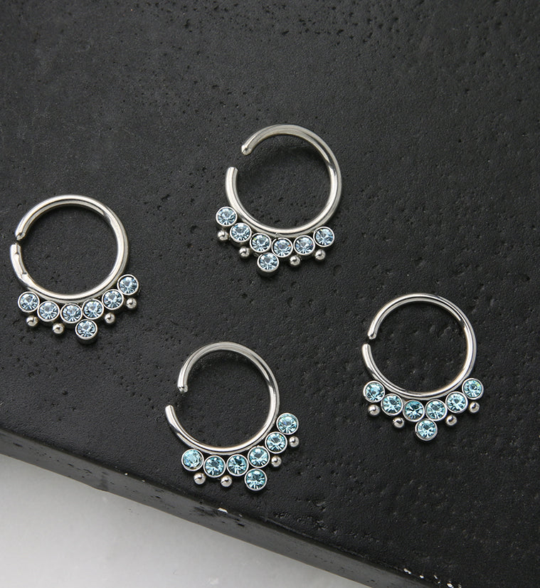 Aqua CZ Rally Annealed Seamless Hoop Ring