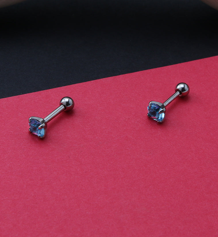 Aqua CZ Titanium Cartilage Barbell