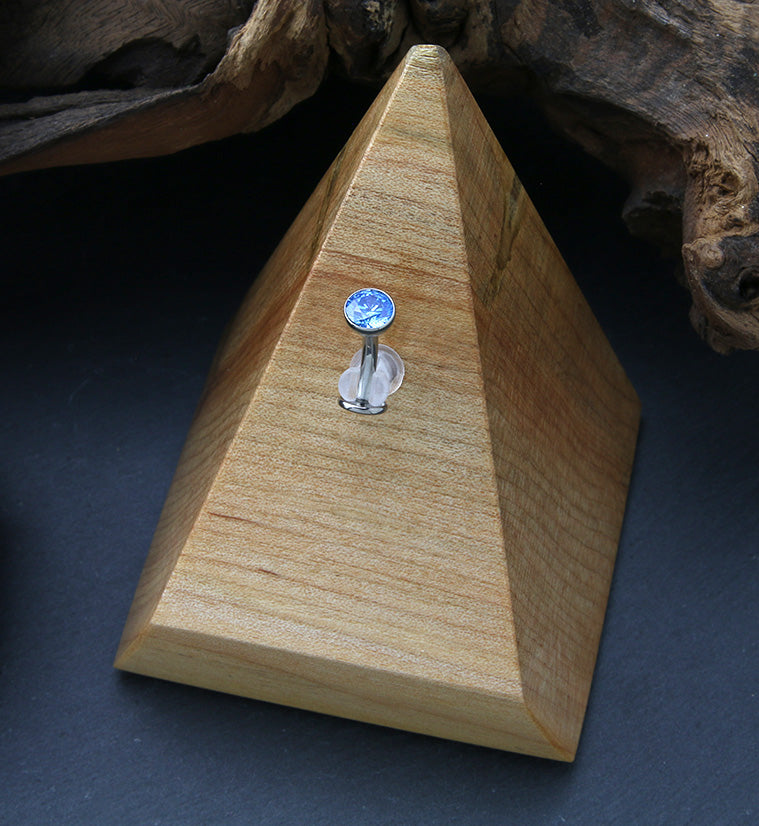 Aqua CZ Titanium Threadless Floating Belly Button Ring (Convex Disk)