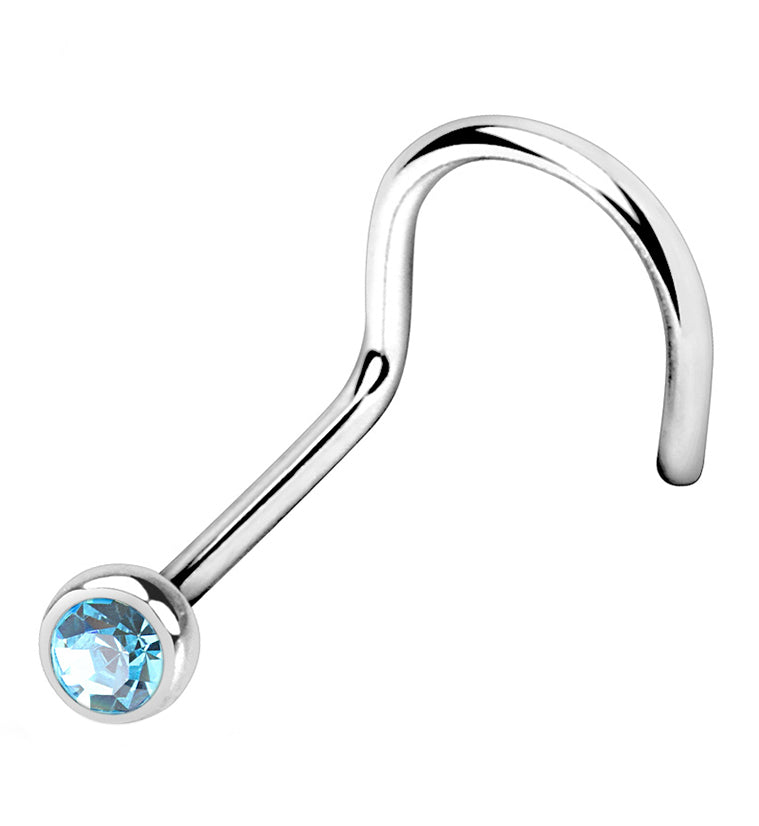 Aqua Gem Nose Screw Ring
