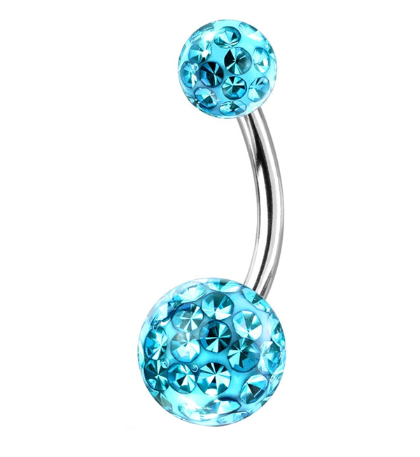 Aqua Glitterball Belly Button Ring