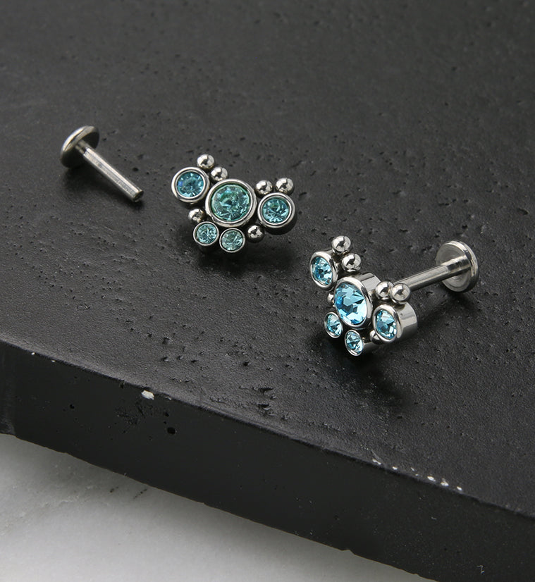 Aqua Passel Gem Labret Post