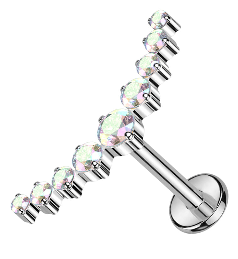 Arc Rainbow Aurora CZ Titanium Internally Threaded Labret