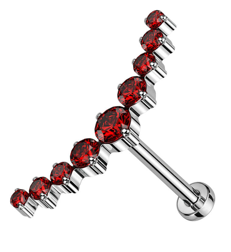 Arc Red CZ Threadless Titanium Labret