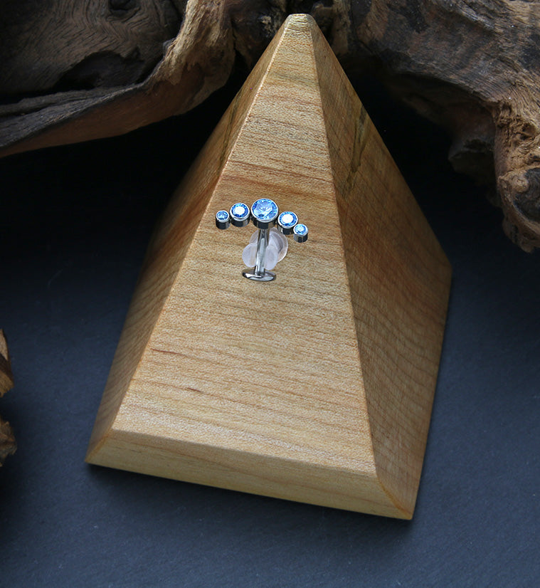 Arch Aqua CZ Titanium Threadless Floating Belly Button Ring (Convex Disk)