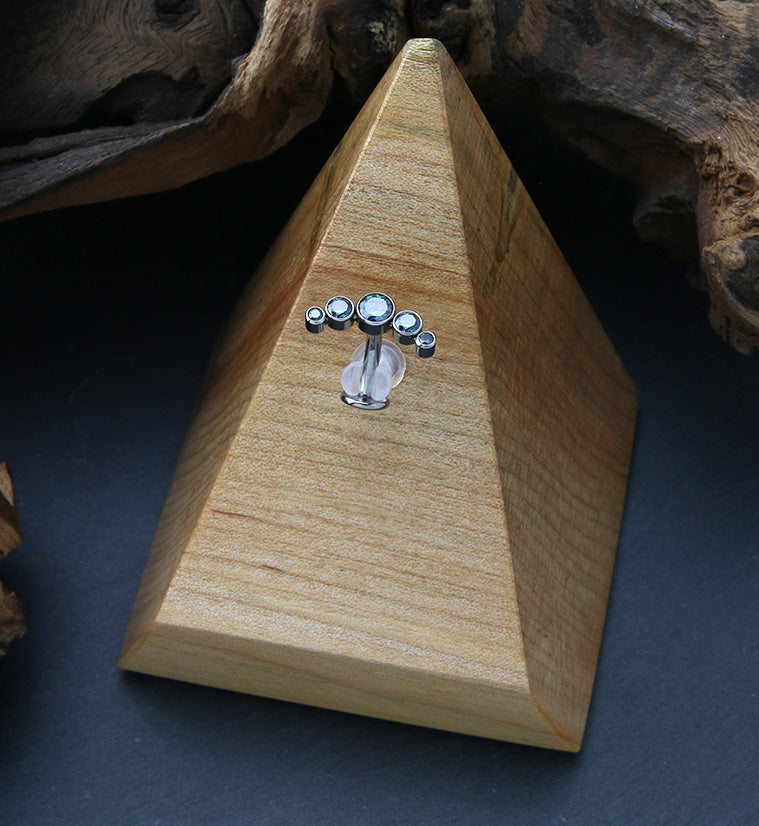 Arch Black Aurora CZ Titanium Threadless Floating Belly Button Ring (Convex Disk)