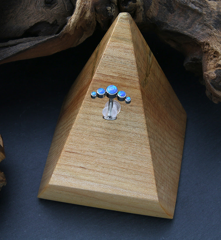 Arch Blue Opalite Titanium Threadless Floating Belly Button Ring (Convex Disk)