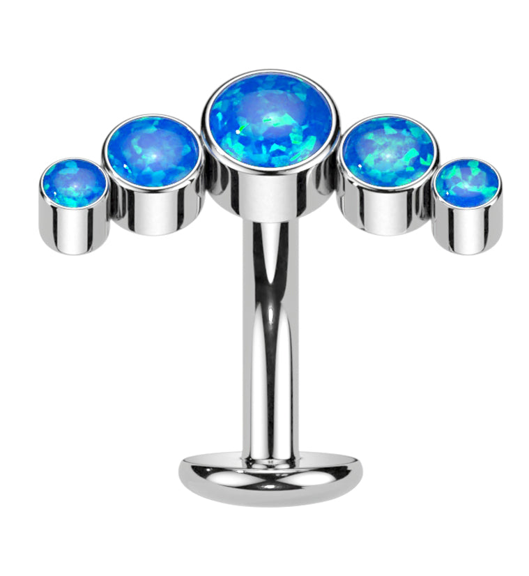 Arch Blue Opalite Titanium Threadless Floating Belly Button Ring (Convex Disk)