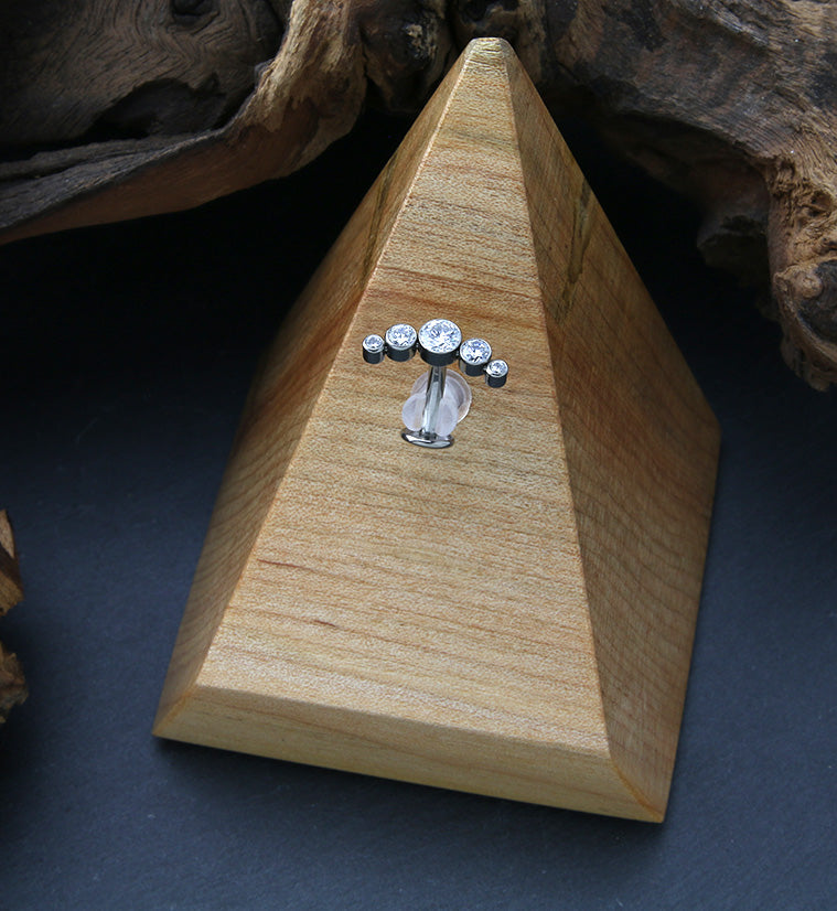 Arch Clear CZ Titanium Threadless Floating Belly Button Ring (Convex Disk)