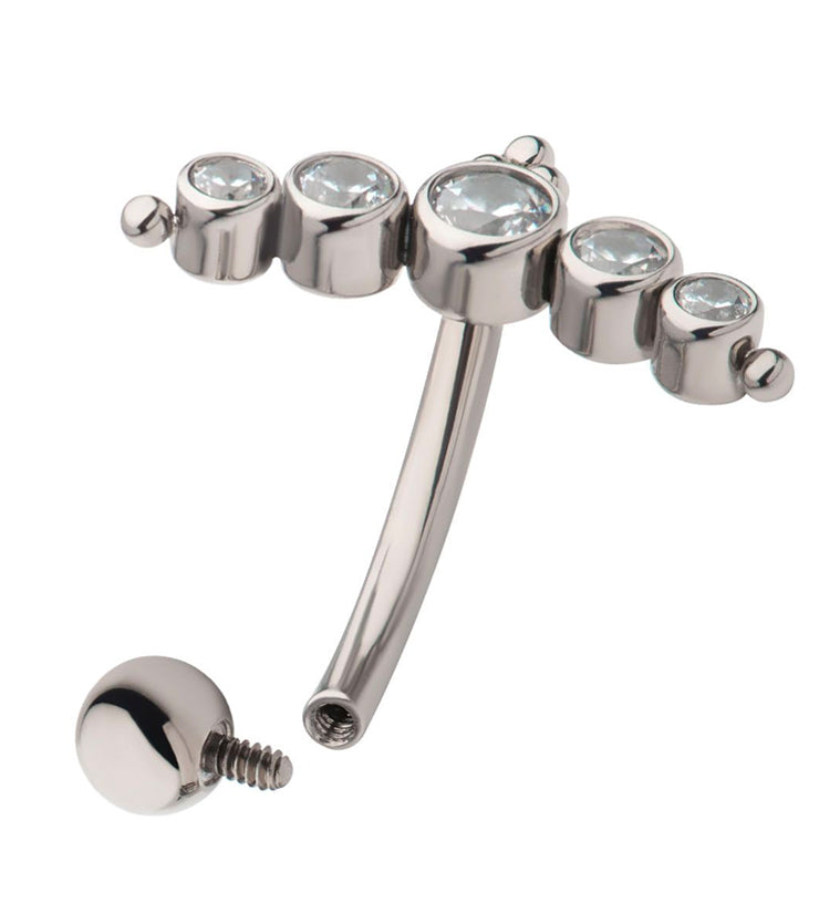 Arch CZ Internally Threaded Titanium Curved Barbell