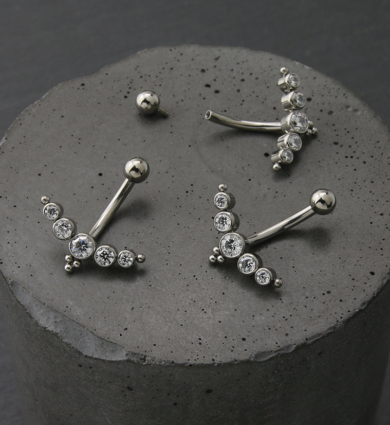 Arch CZ Internally Threaded Titanium Curved Barbell