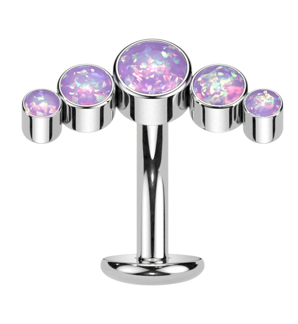 Arch Purple Opalite Titanium Threadless Floating Belly Button Ring (Convex Disk)