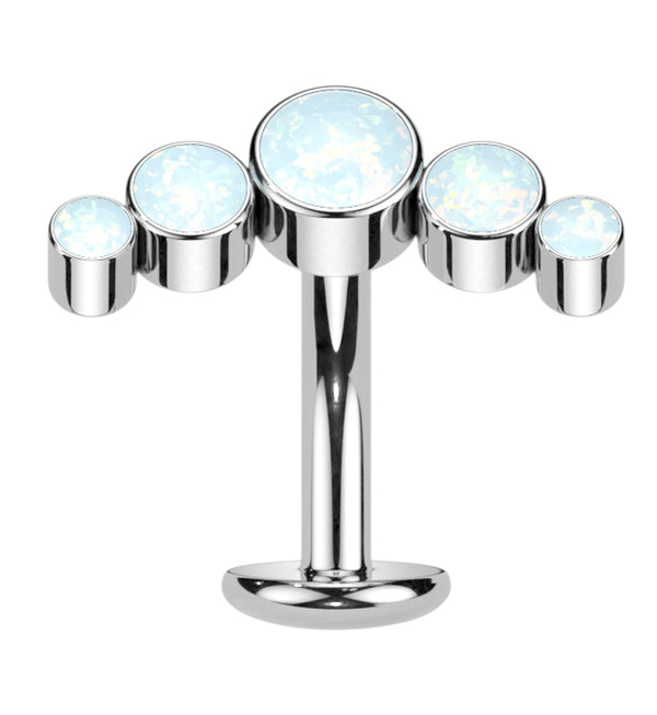 Arch White Opalite Titanium Threadless Floating Belly Button Ring (Convex Disk)