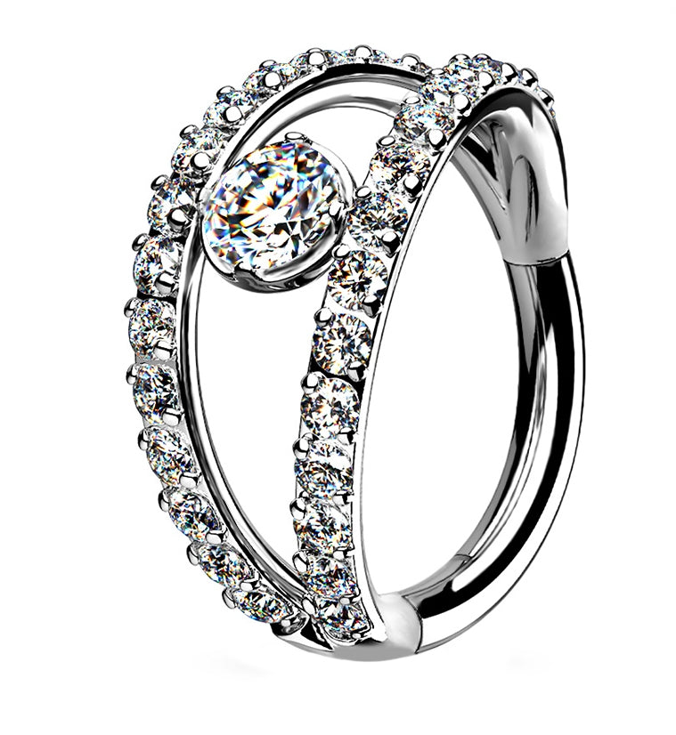 Arena Multi CZ Lined Hinged Segment Hoop Ring